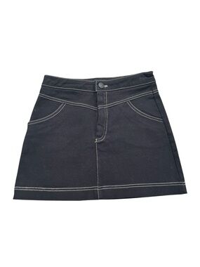 Zara Classic Black A-Line Mini Skirt with Contrast Stitching - Size S